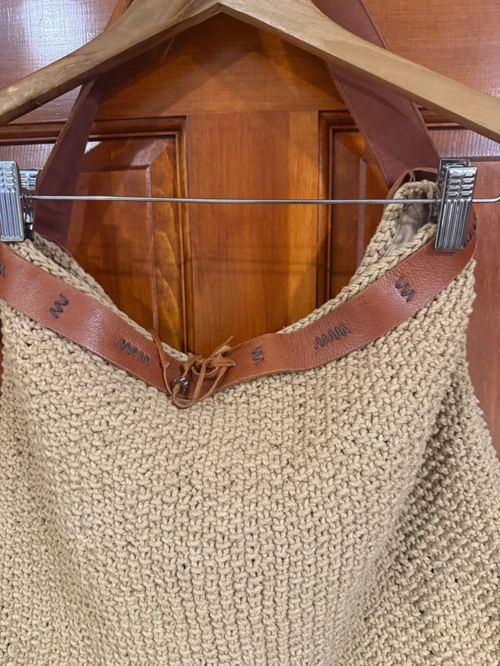 Lucky Brand Beige Woven Hobo with Brown Leather Trim - Picture 2 of 6